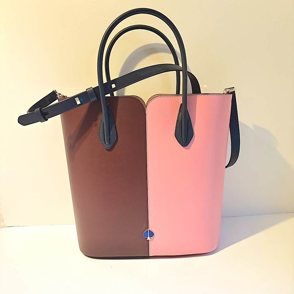 RARE ♠️ KATE SPADE NICOLA COLOR BLOCK LARGE TOTE BAG♠️ includes crossbody strap - Picture 3 of 7